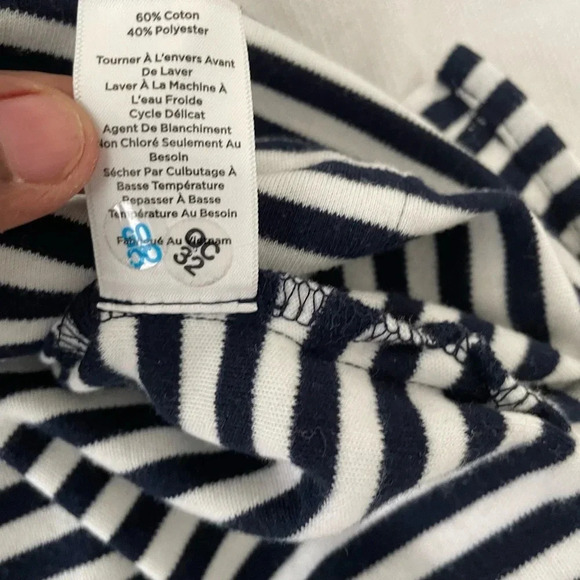 Vintage Talbots white/black striped pockets front blouse X - Picture 6 of 6